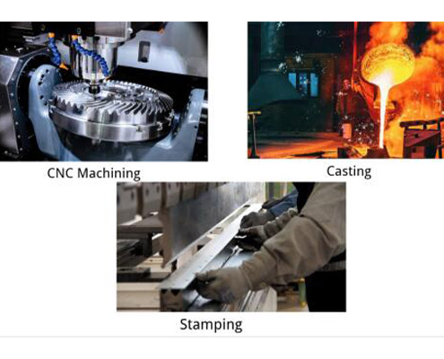 CNC machining, stamping, and casting