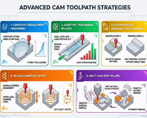 Advanced cam toolpath strategies in vmtcnc