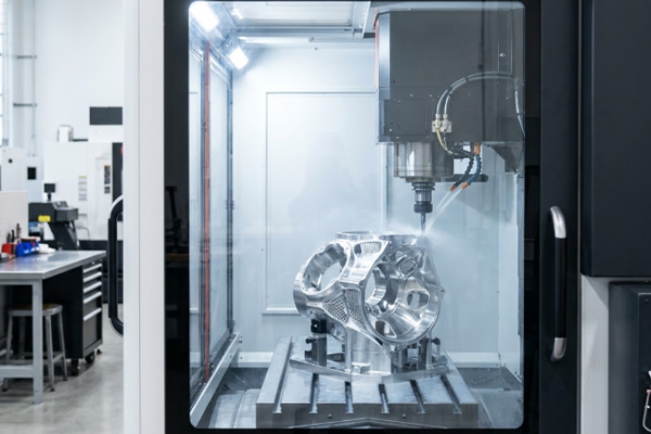CNC machining scene of an robot joint shell