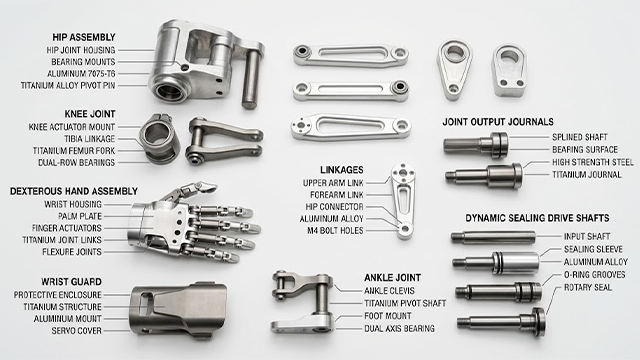 Examples of tianium and aluminum robot joint parts